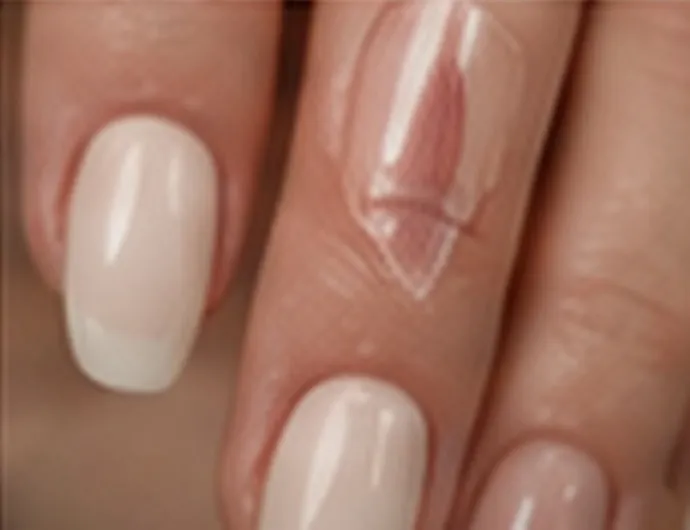 Ongles en gel nude, forme carrée arrondie et finition brillante